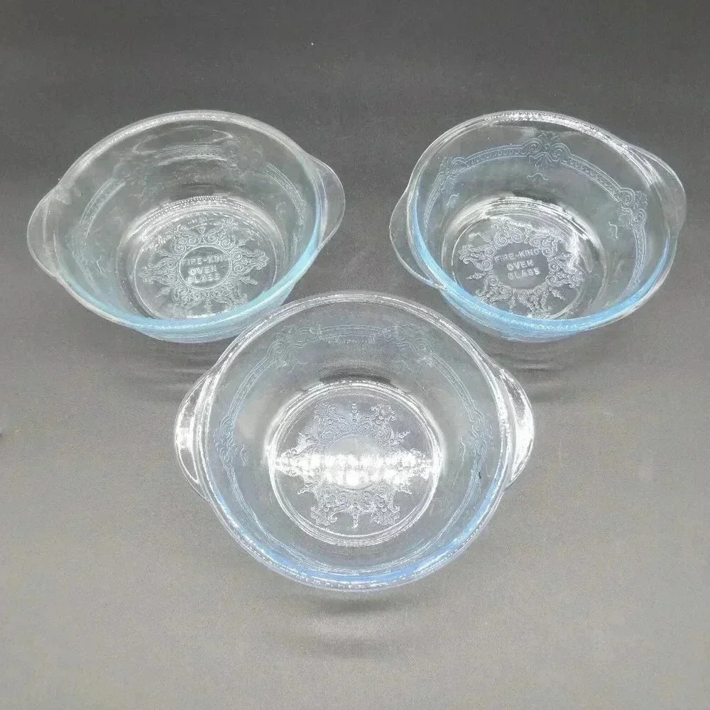 Vintage Fire King Sapphire Blue Philibe Custard Cups Small Bowls Set of 3
